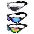 3 Pairs Padded Polarized Sunglasses w/Strap Silver Frame w/Smoke Lens & Black Frames w/Blue & Pink Mirror Lenses U96080