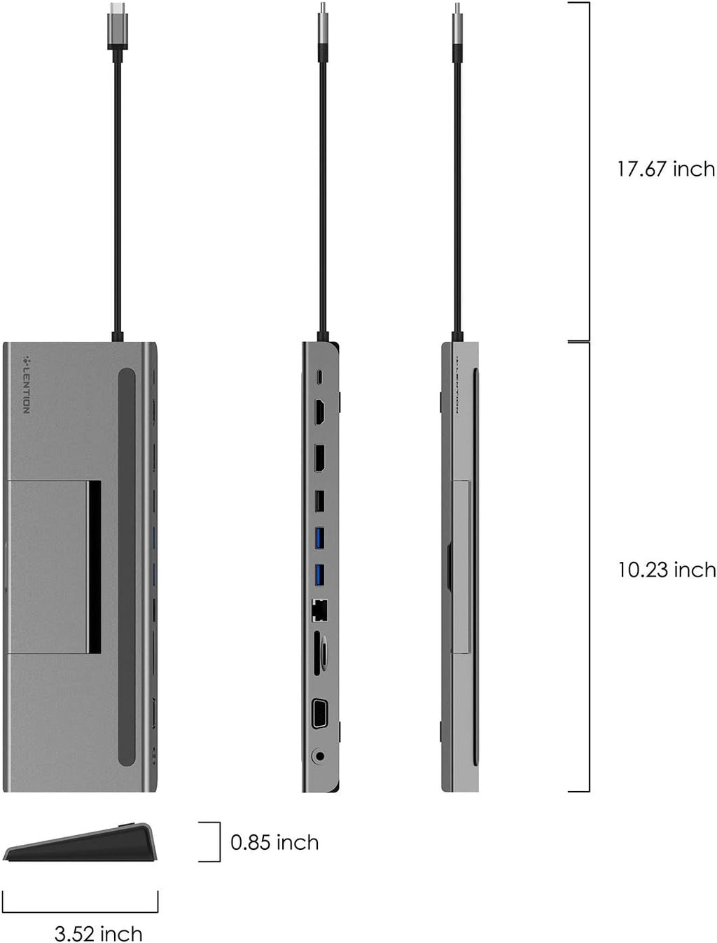 USB C Docking Station with 100W PD, 4K HDMI, DisplayPort, VGA, Ethernet, Card Reader, USB 3.0, Aux Adapter J15686
