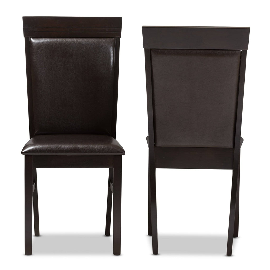Dark Brown Faux Leather Dining Chair Set B33103
