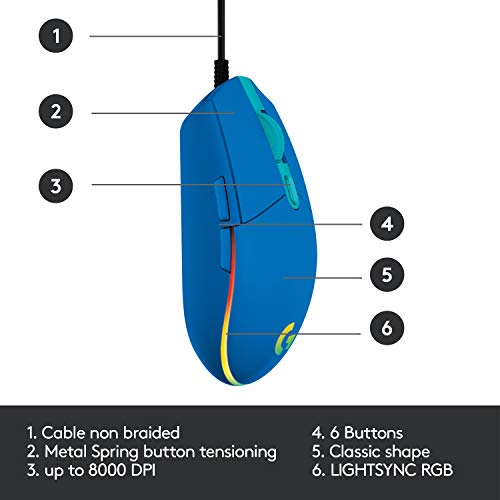 Wired Gaming Mouse with 8,000 DPI and 6 Programmable Buttons O212