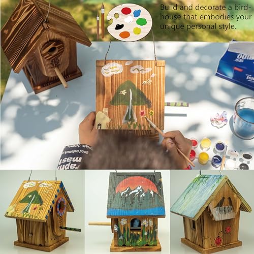 Carbonized Solid Mortise & Tenon Bird House DIY Kit A656
