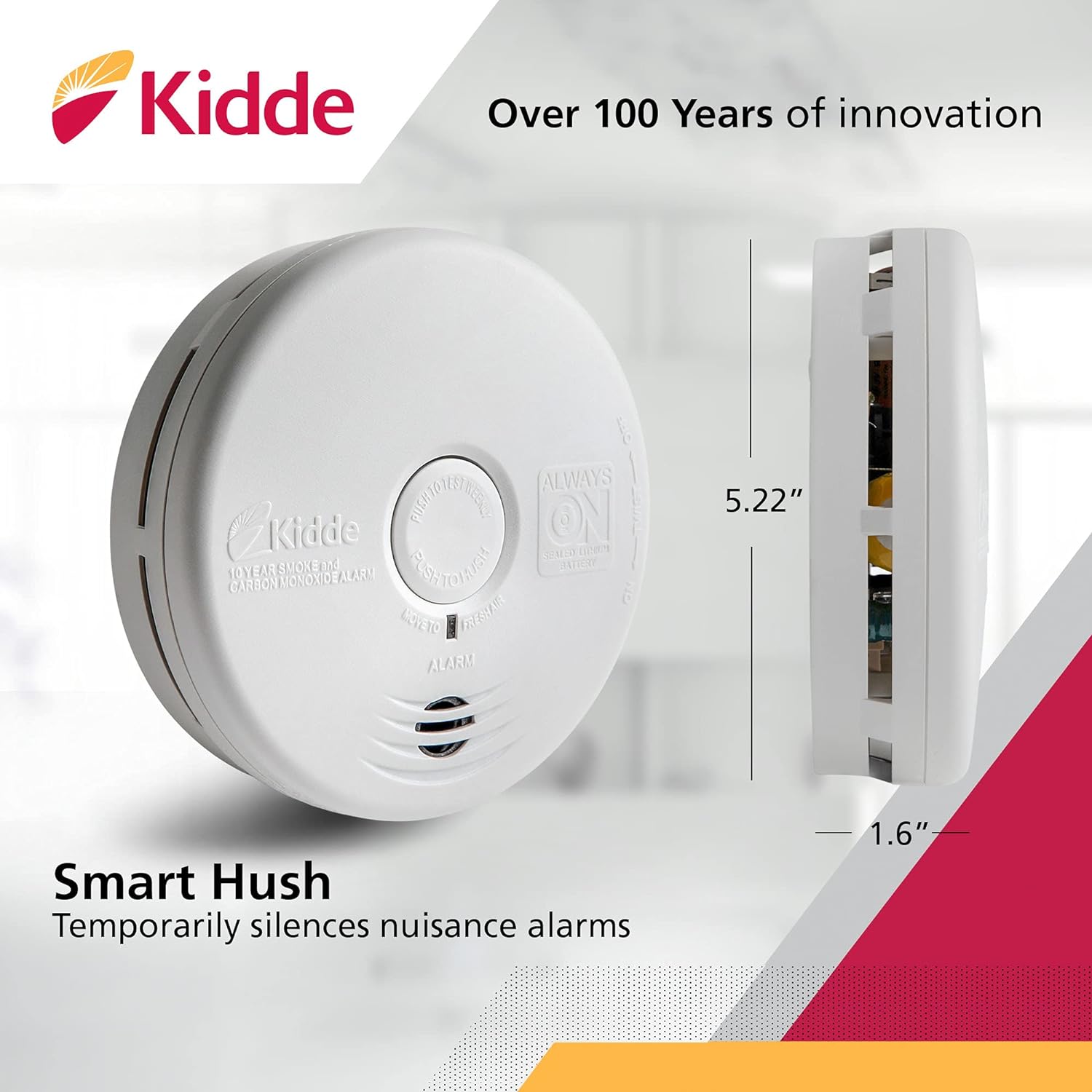 Smoke Detector and Carbon Monoxide Detector Combo with Long-Life Lithium Battery T3043