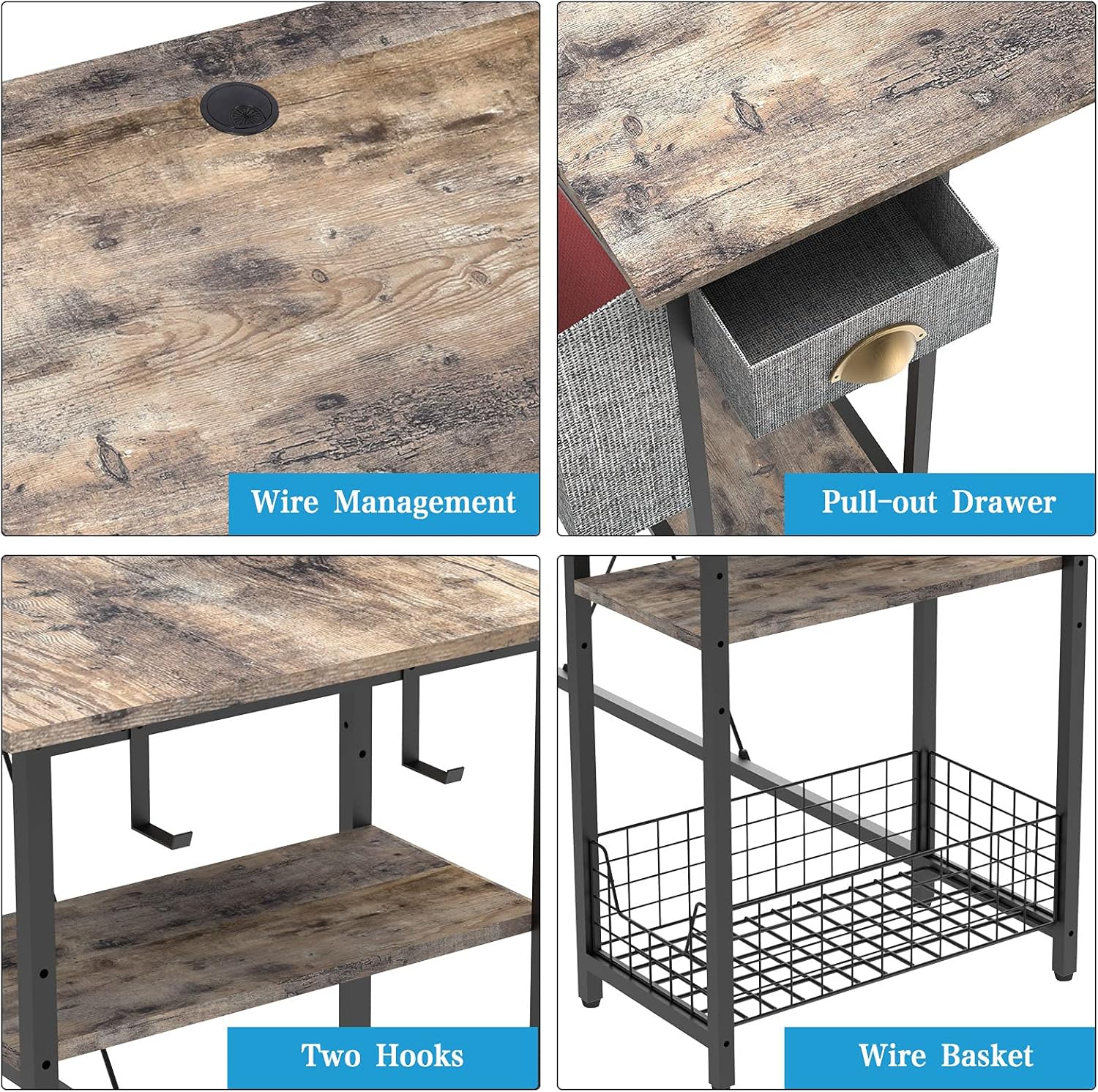 L-Shaped Computer Desk with Storage Shelves Drawer R136914