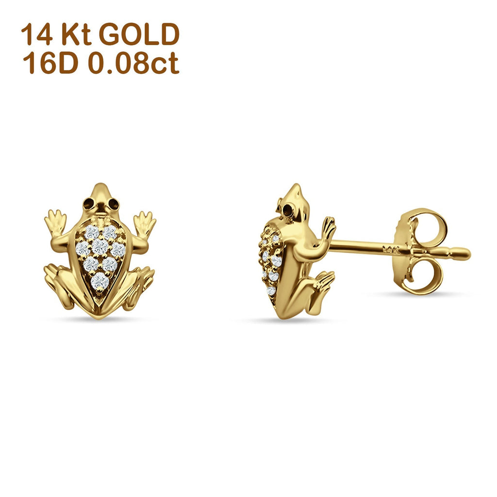 14K Yellow Gold Frog Stud Earrings E144