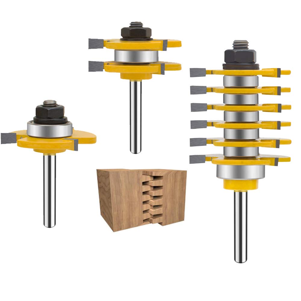 6 Finger Joint Router Bit Set 3PCS Carbide Woodworking Cutter P30876