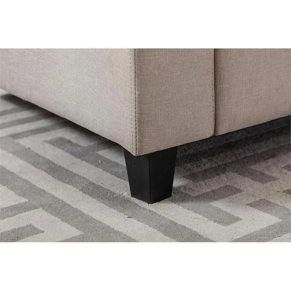 Beige Fabric Reversible Sectional with Charging Port and Storage Console O1857