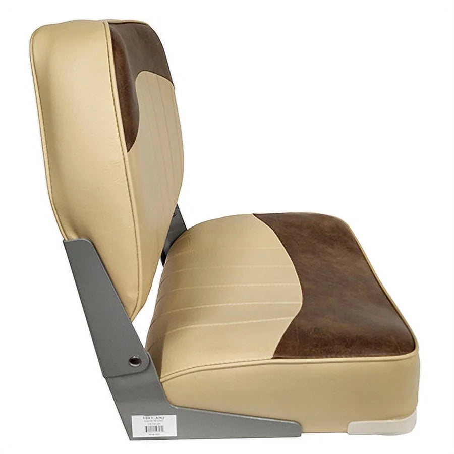 19 in. Fold Down Low Back Boat Seat, Sand & Brown P68570
