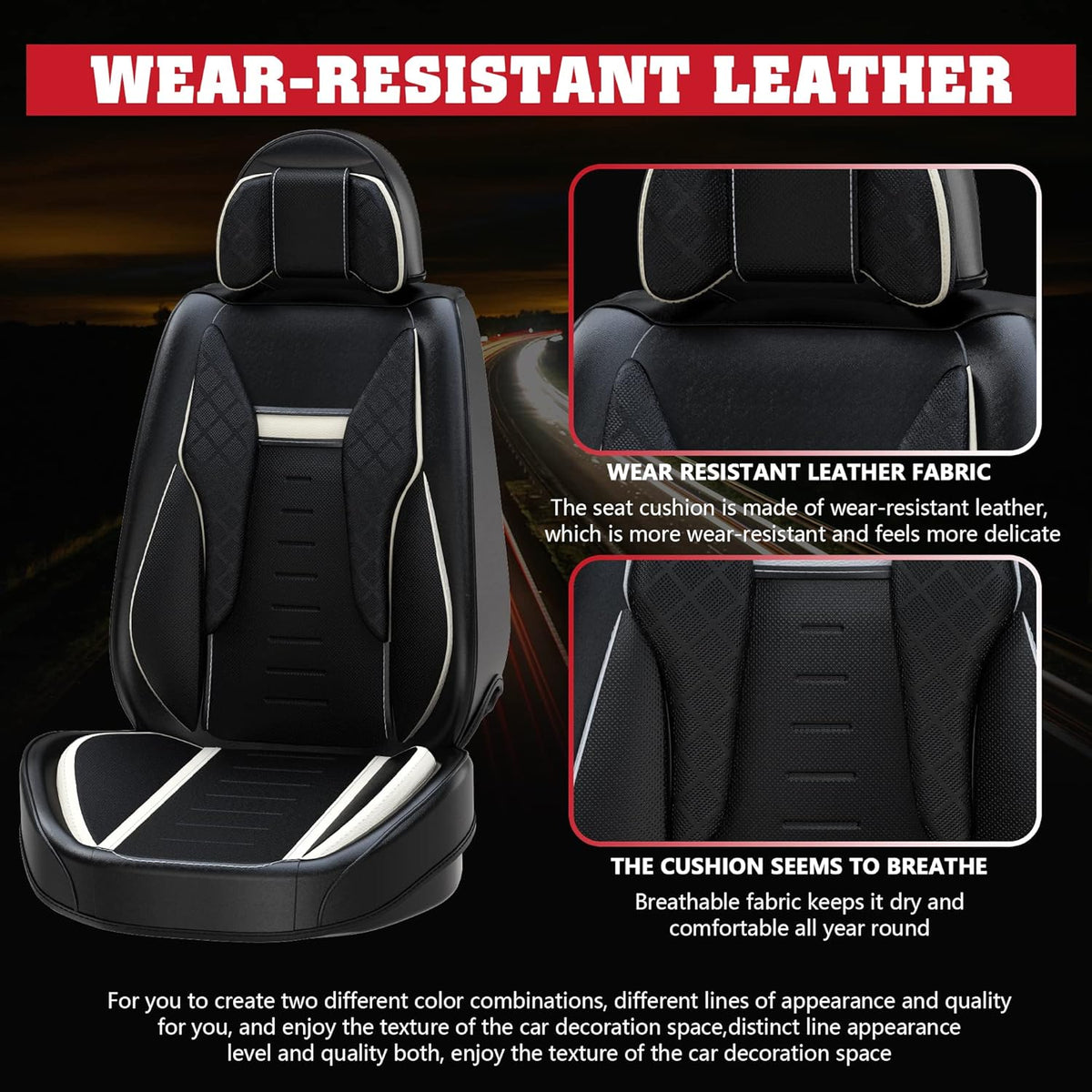 5PCS Water Proof Nappa Leather Car Seat Covers O310