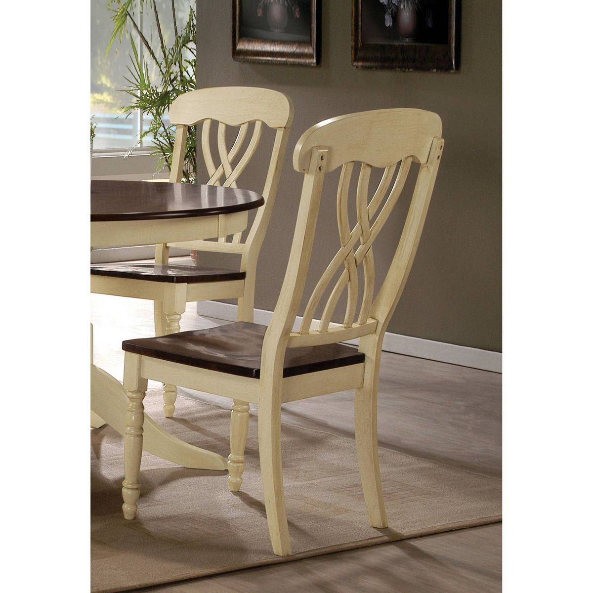 Buttermilk Oak Wood Side Dining Chair Set of 2 V424070
