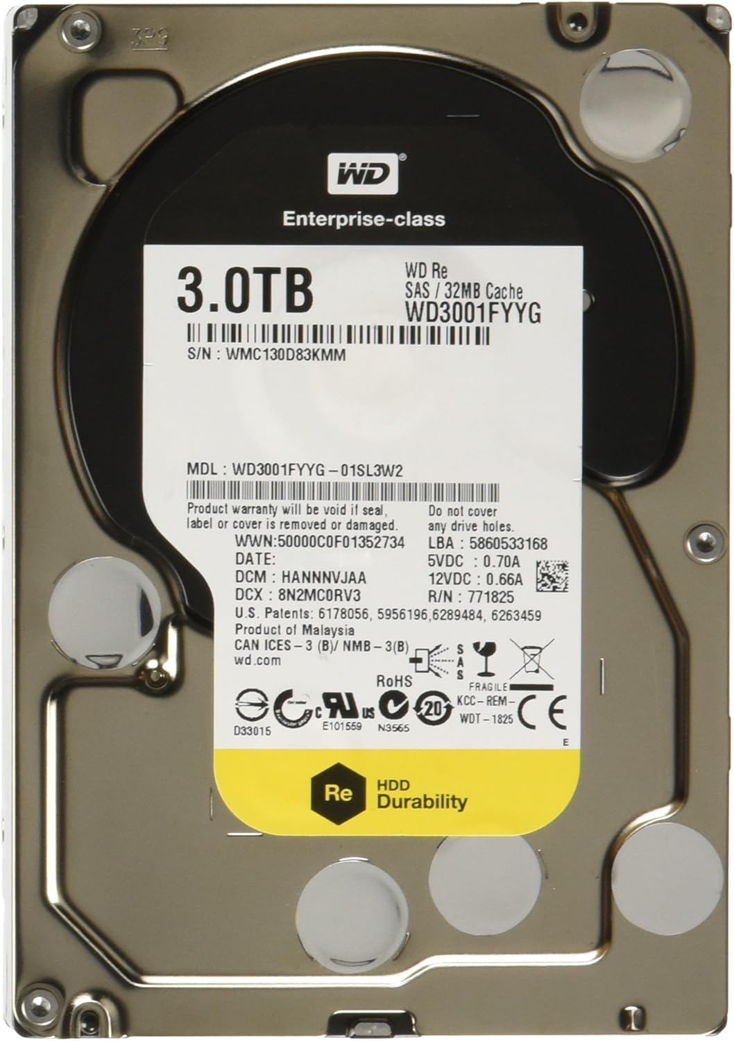 3TB 7200 RPM SAS 6Gb/s 32MB Cache 3.5 Inch Enterprise Hard Drive C179