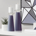 Plum Glass Pillar Candle Holder Set of 2 D3113