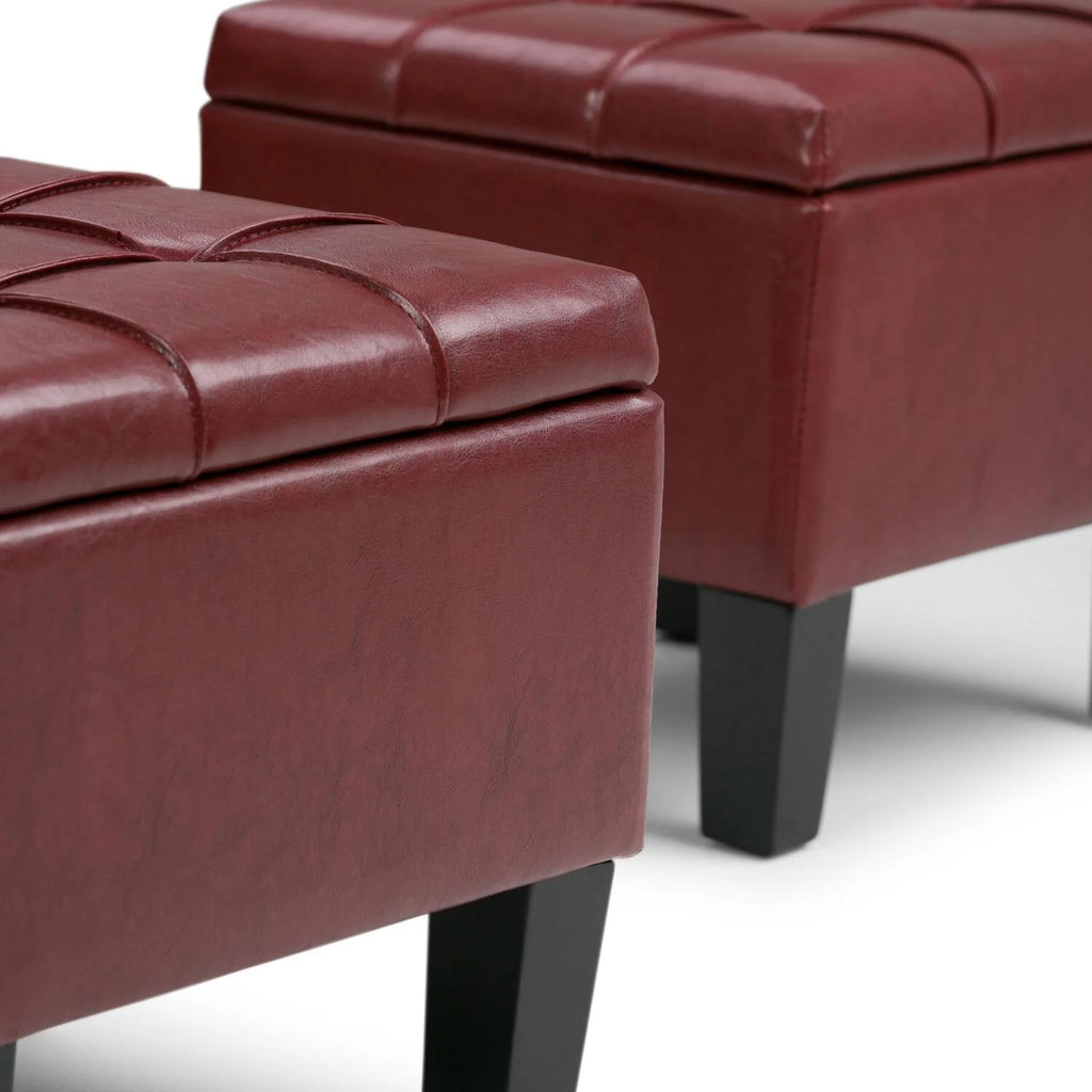 Denim Blue Faux Leather Storage Ottoman Bench Z43906