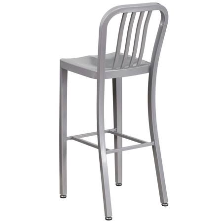 2 Pack 30x22 High Silver Metal Barstool with Vertical Slat Back A35025