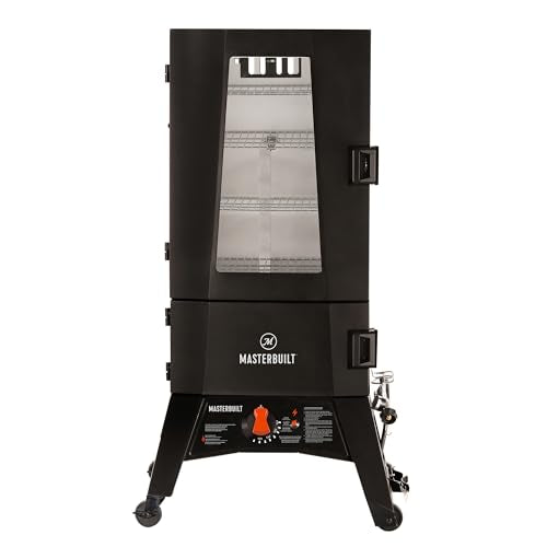 40-inch Propane Gas Vertical BBQ Smoker with Analog Temperature Control in Black D250789
