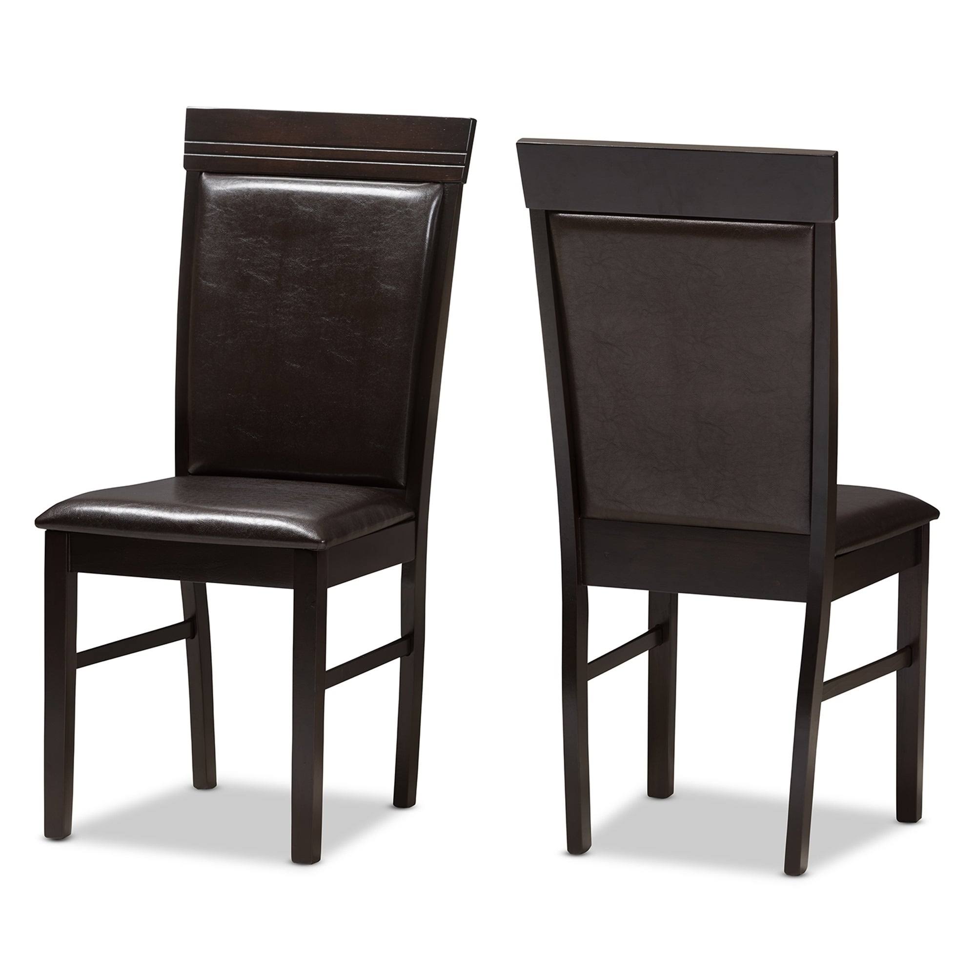 Dark Brown Faux Leather Dining Chair Set B33103