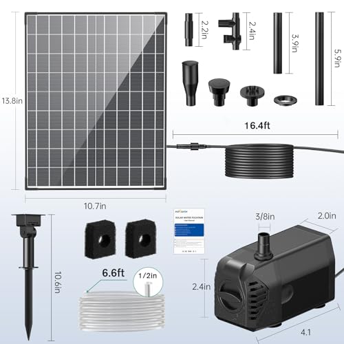 30W Solar Pond Pump 430GPH with Diverter Valve & 6.6 FT Tubing S3605