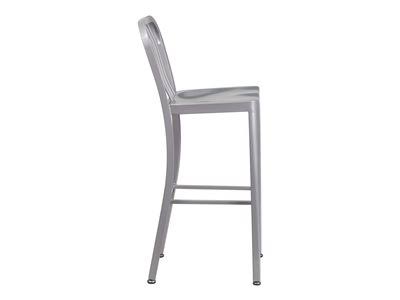 2 Pack 30x22 High Silver Metal Barstool with Vertical Slat Back A35025
