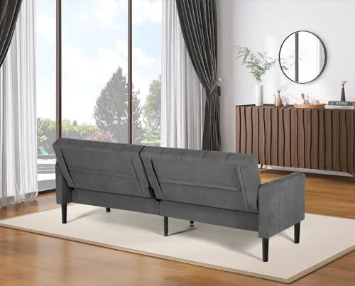 Modern Upholstered Tufted Convertible Folding Futon Sofa Bed with USB O687