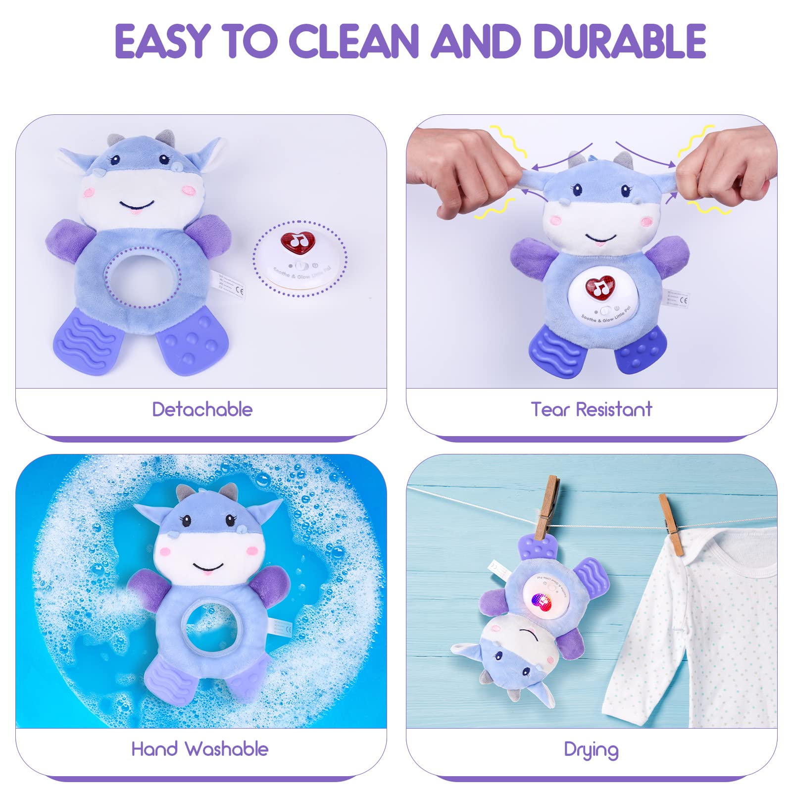 BPA Free Washable Plush Baby Teething Toys with Soft Light and Hook for Crib X32615