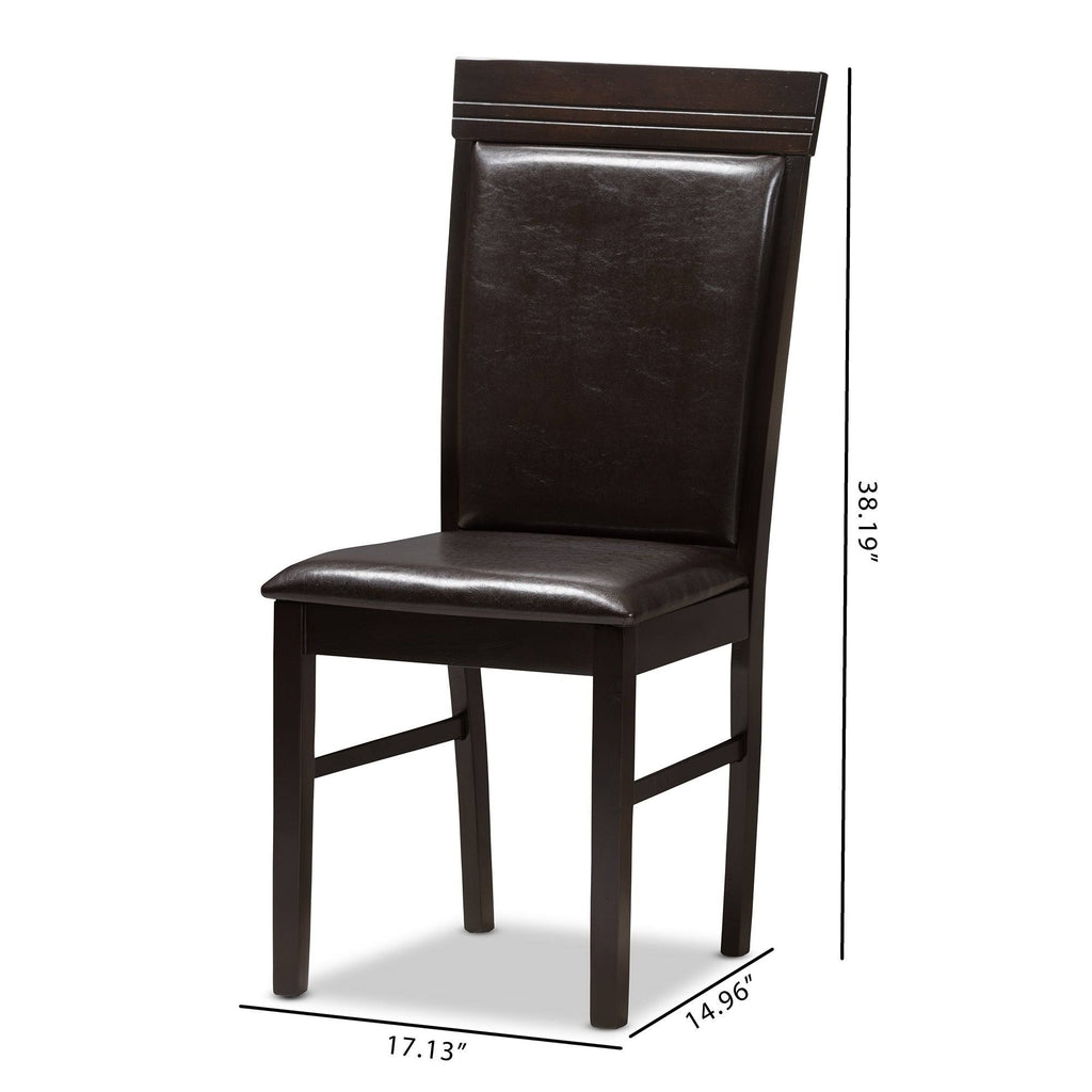 Dark Brown Faux Leather Dining Chair Set B33103