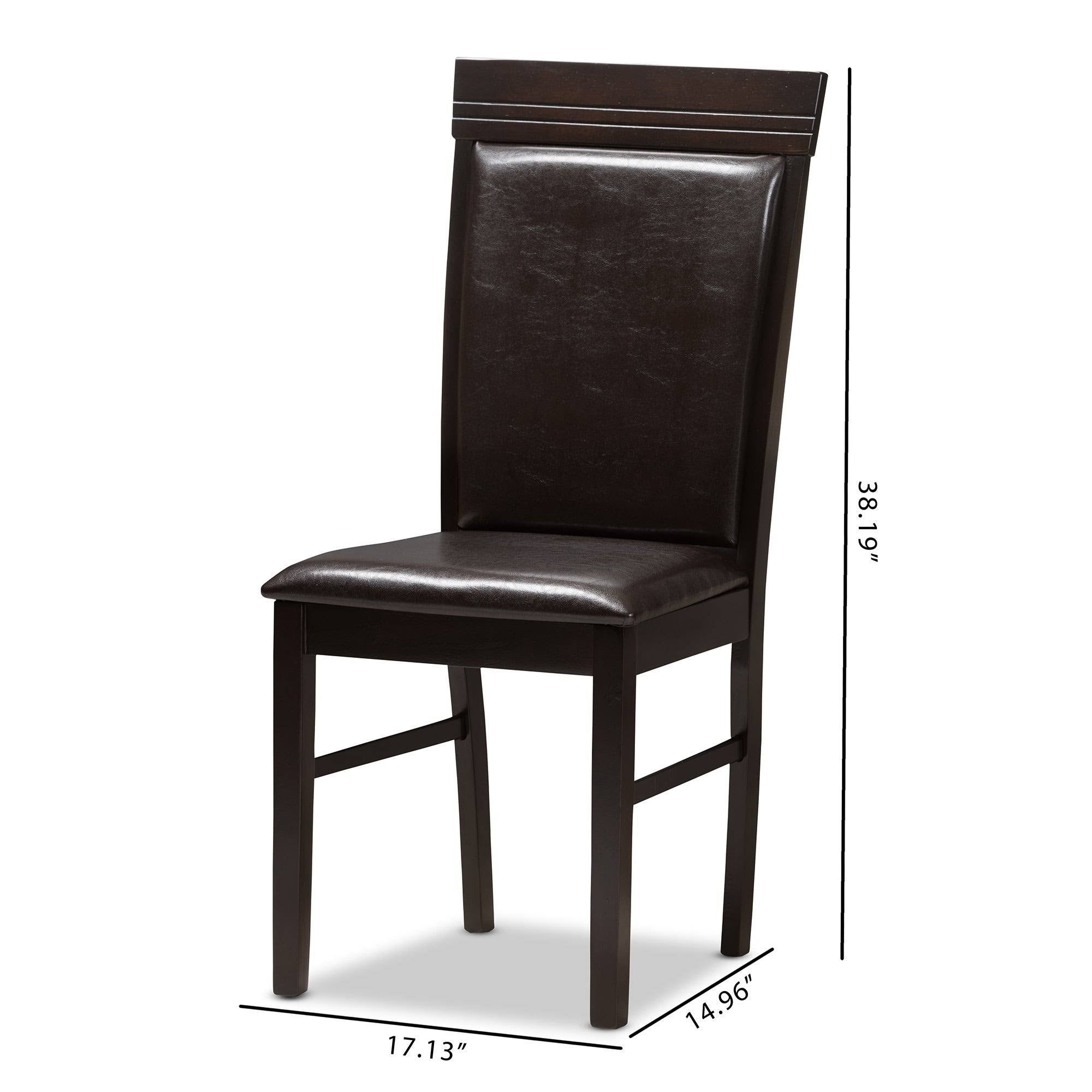 Dark Brown Faux Leather Dining Chair Set B33103