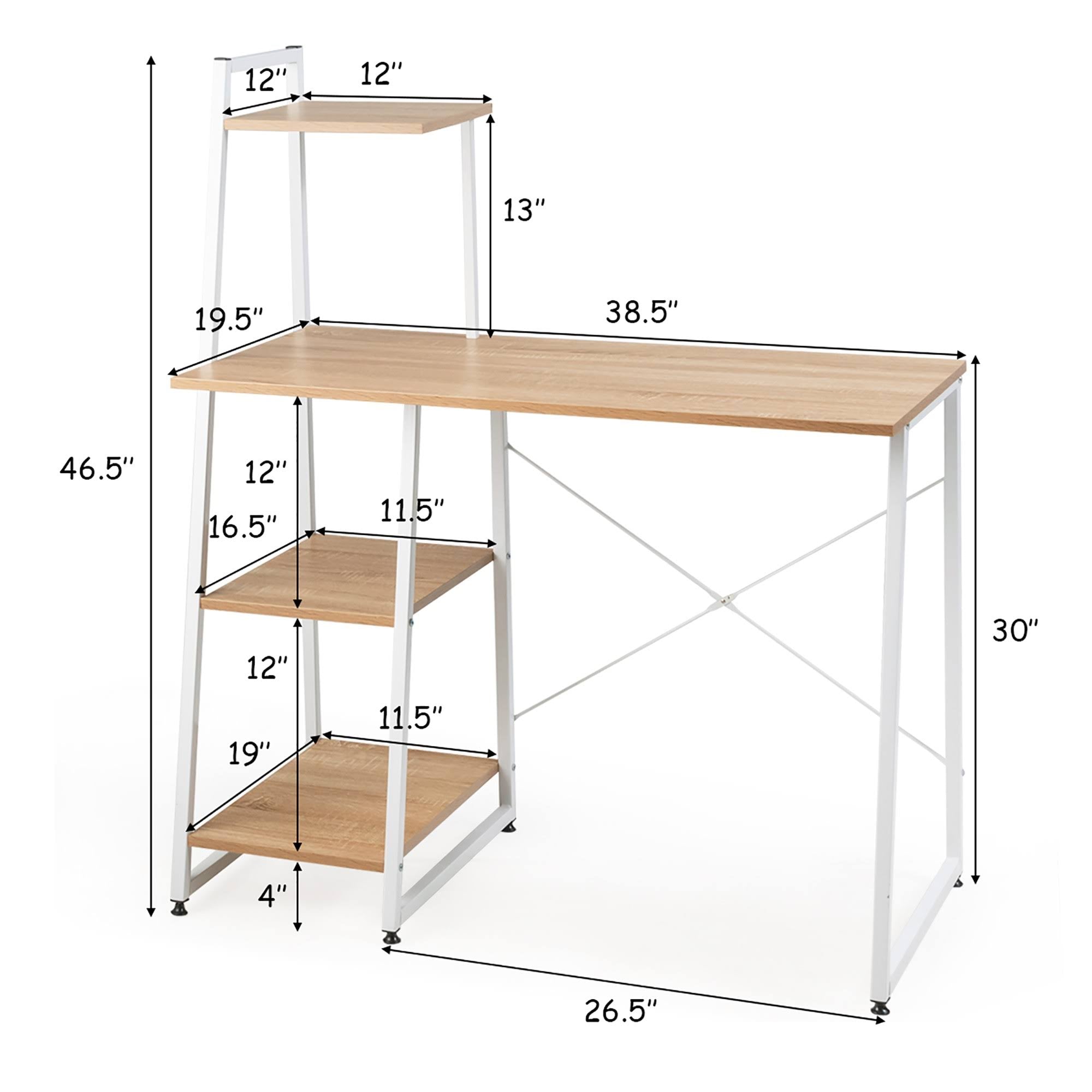 Natural Computer Desk with Shelves C68239