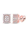 14K Rose Pink Gold Diamond Cluster Earrings I138240