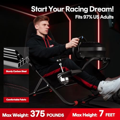 Foldable Racing Simulator Cockpit (Black) E838