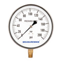 304 Stainless Steel Case Pressure Gauge, 0-200Psi, 4-1/2 Dial Size, 1/4 NPT Lower Mount M4159