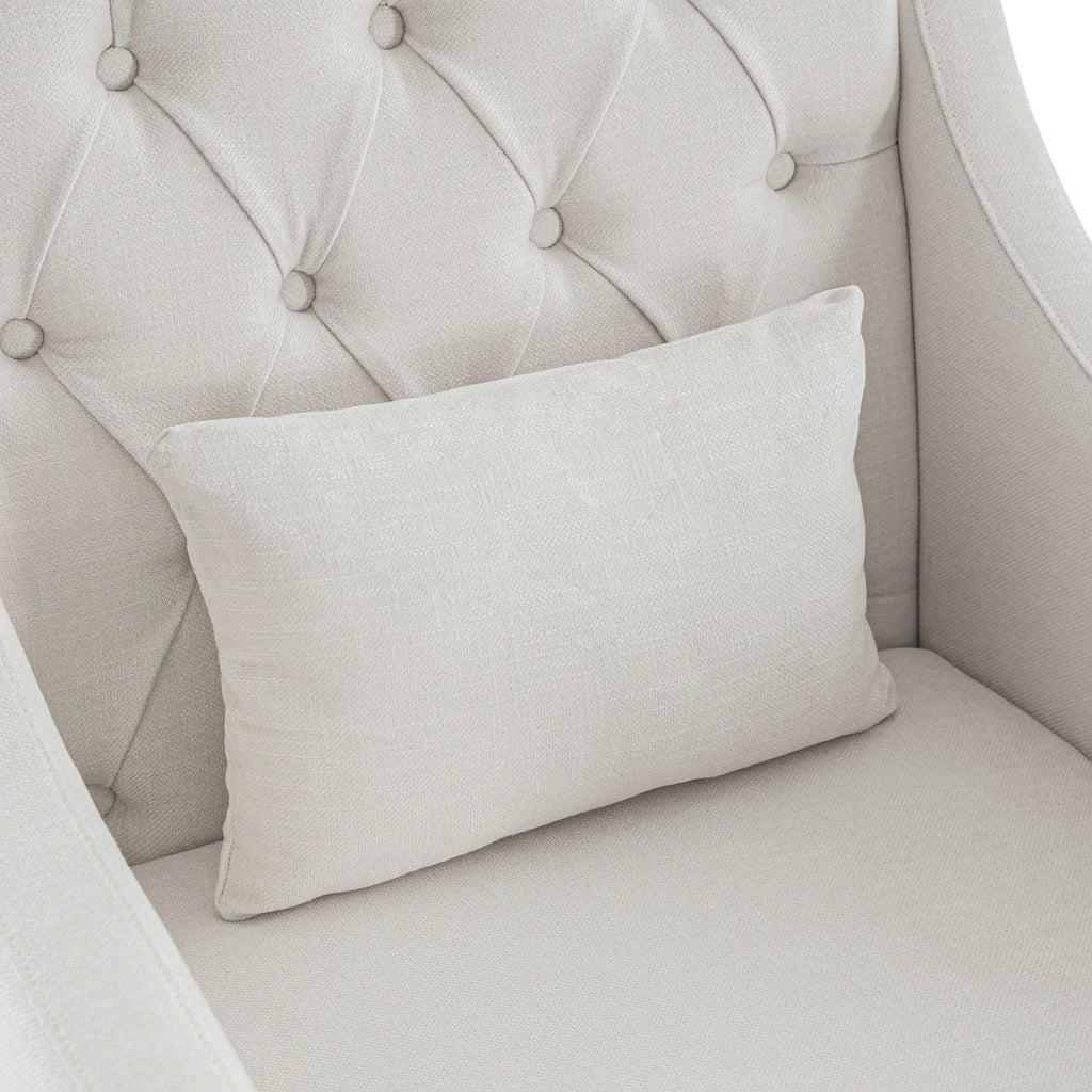 Beige Fabric Accent Chair with Wood Frame S4375
