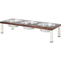 Dark Wooden Triple Elevated Stainless Steel Dog & Cat Bowl I470782