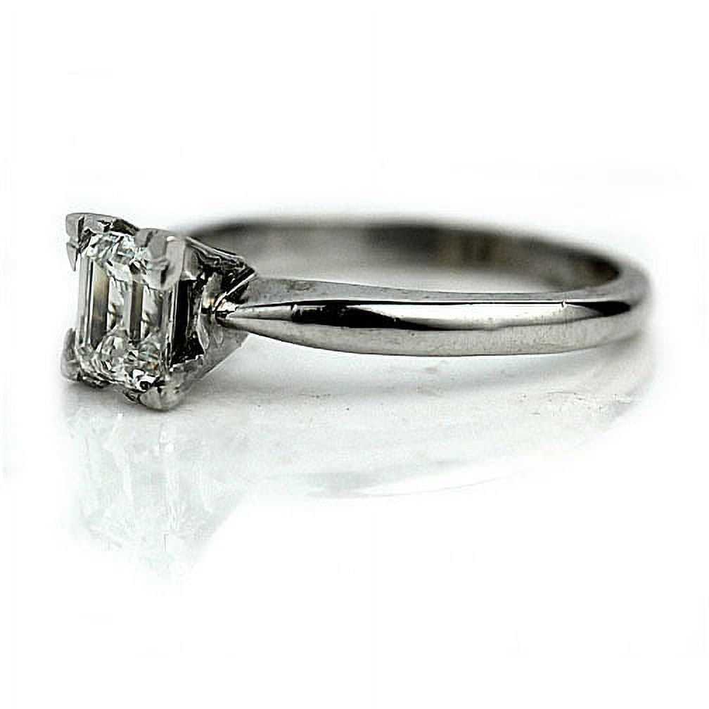 14k White Gold Asscher Cut Diamond Engagement Ring .91ctw H991