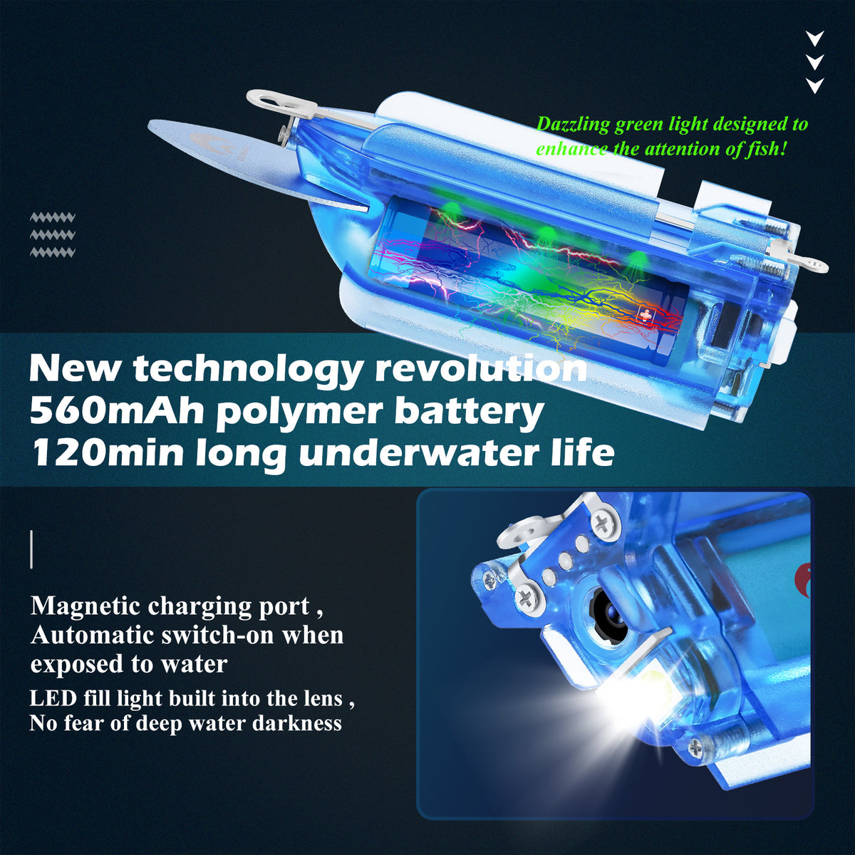 Wireless Underwater Fishing Camera 1080P with 64GB TF Card H4870