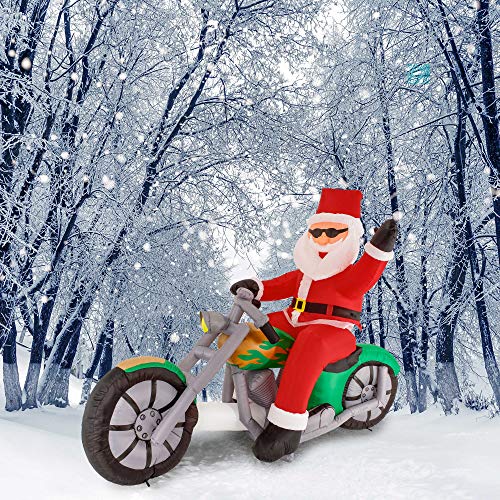 7.5 FT Inflatable Santa Claus Riding a Motorcycle with LED Lights E940