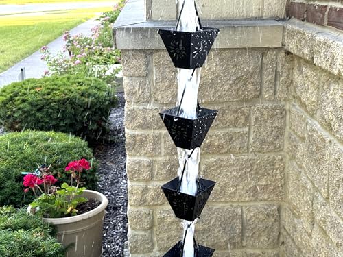 Black Powder Coated Metal Rain Chain K78508