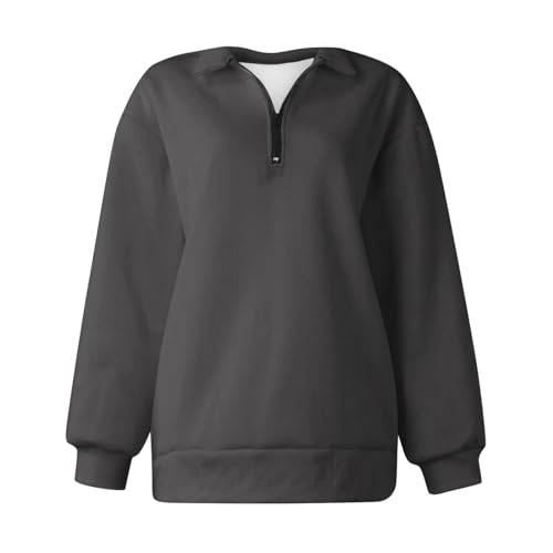 Oversized Half Lapel Zip Sweatshirts Solid Long Sleeve Pullover Tops D741358