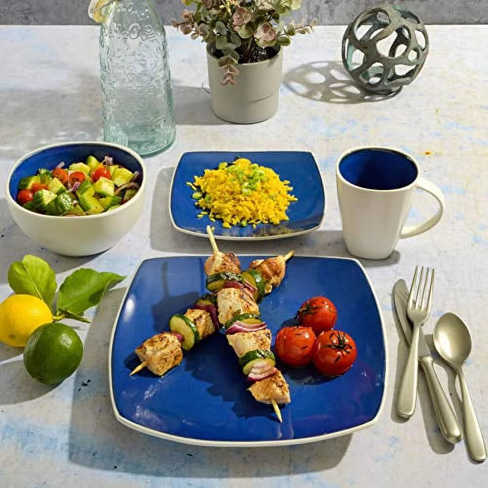 White Square Stoneware 16-Piece Dinnerware Set T1439