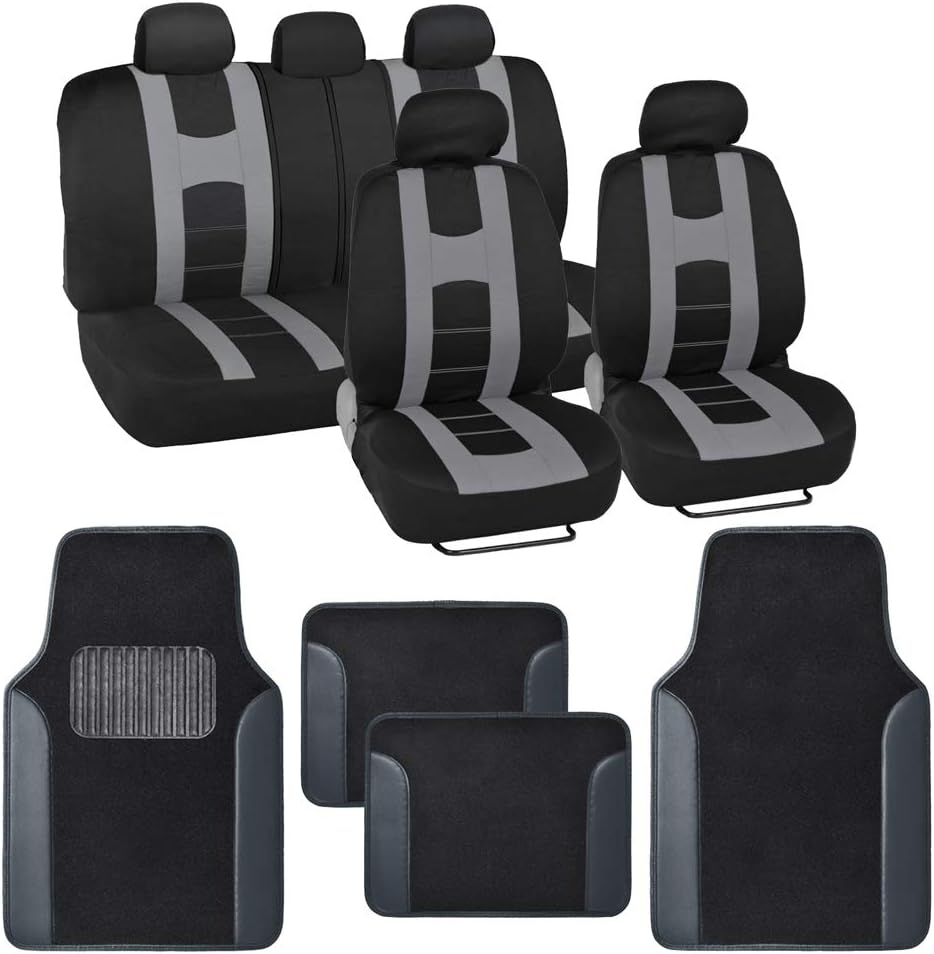 Light Gray Full Set Seat Covers with Car Floor Mats K2166