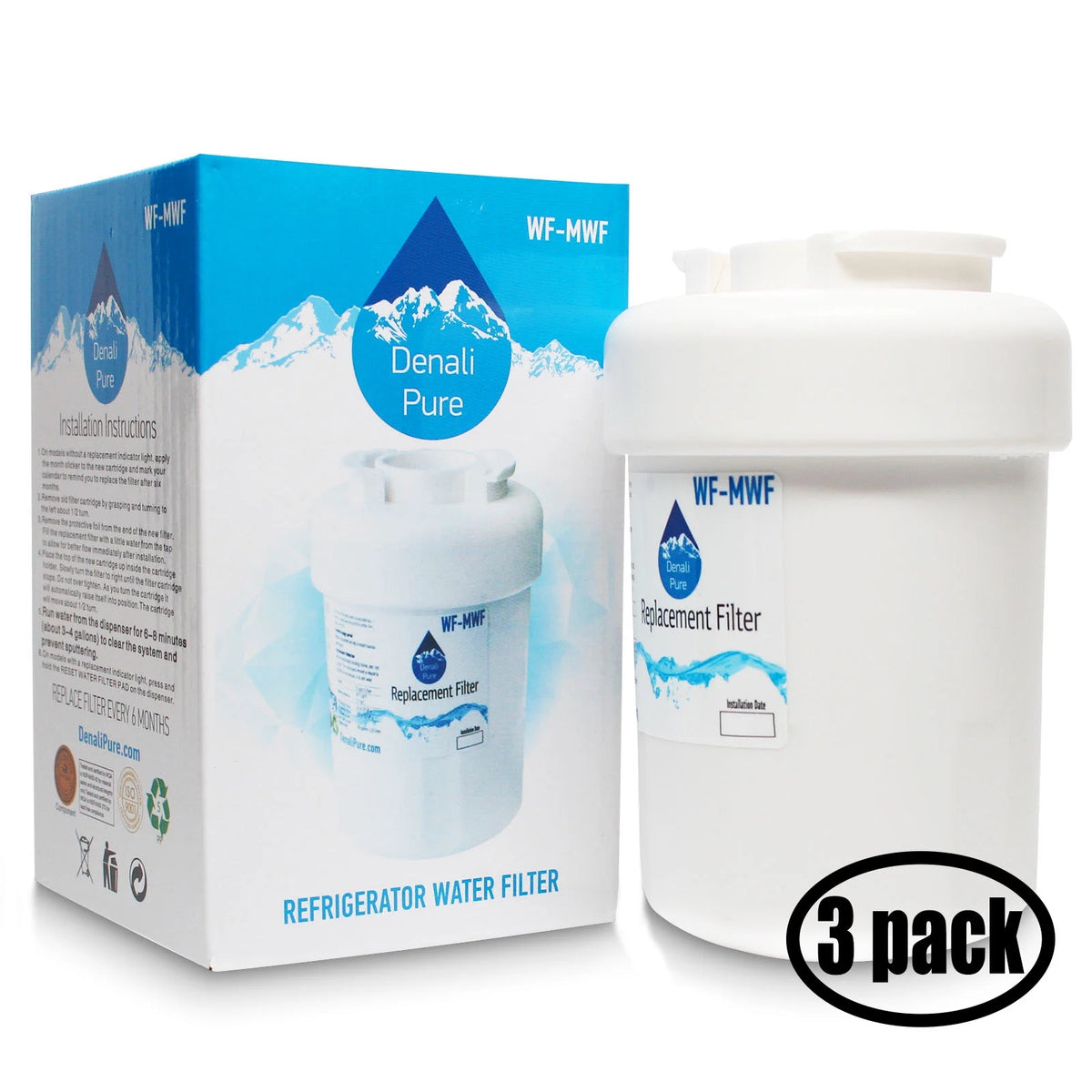 3-Pack Replacement Refrigerator Water Filter Cartridge W2524