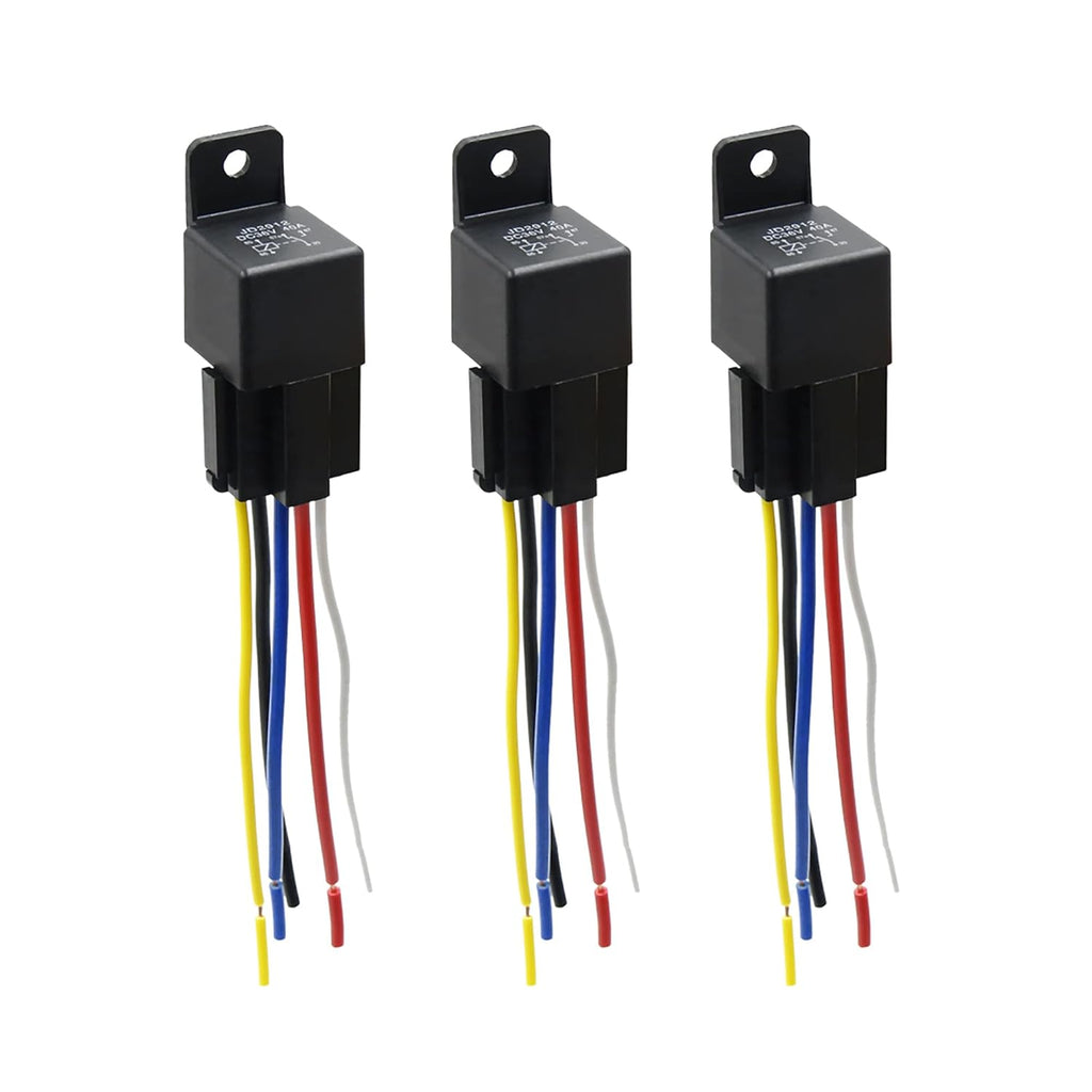 3pcs 5 Pin DC 36V 40A Car Motor Relay with Harness O18982