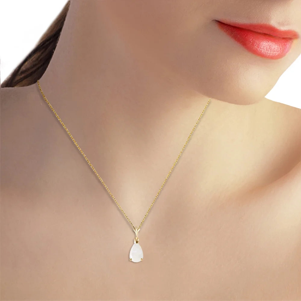 14k 20" Solid Yellow Gold Drop Pendant Necklace with Pear Shape 0.77 Carat Natural Vibrant T884
