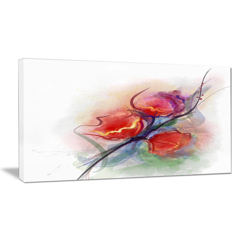Red 4 Piece Wrapped Canvas Painting Print Set L242891