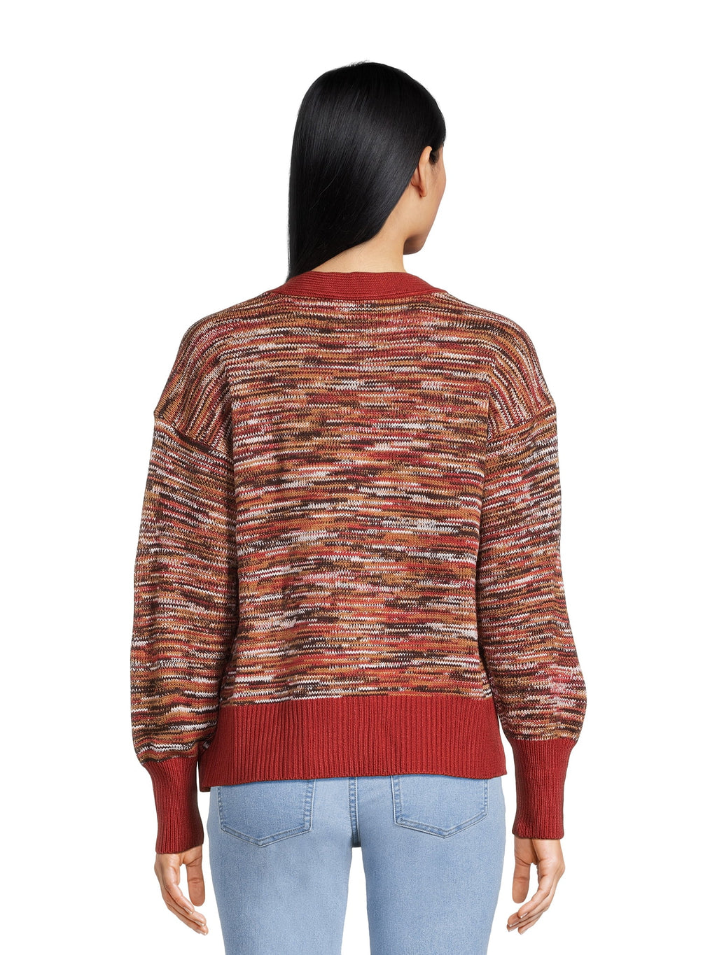 Women's V-Neck Cardigan Sweater with Long Sleeves L8843