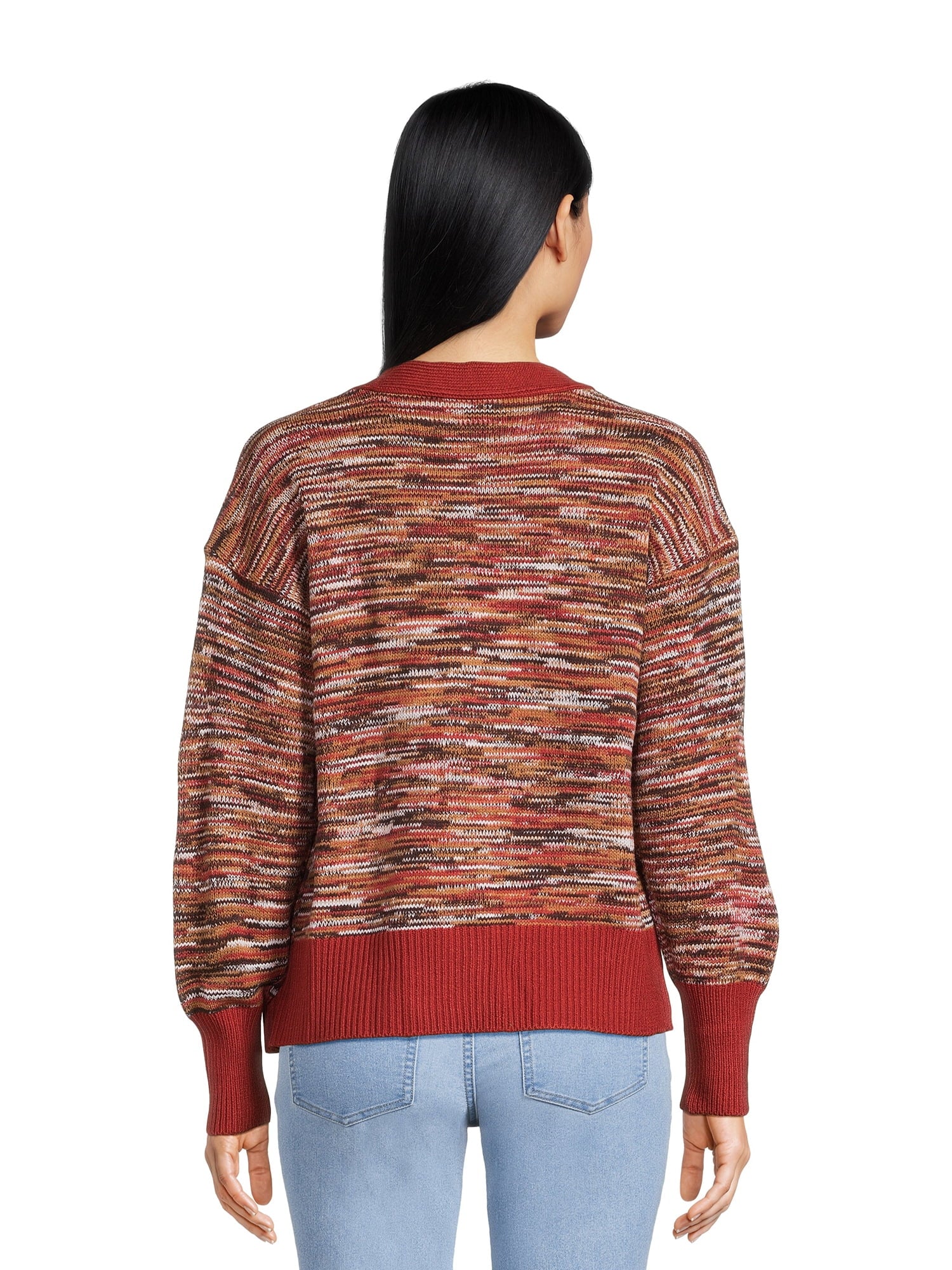 Women's V-Neck Cardigan Sweater with Long Sleeves L8843