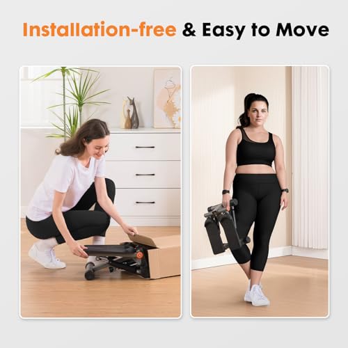 Adjustable Height Stair Stepper with Resistance Bands & LCD Monitor J9959