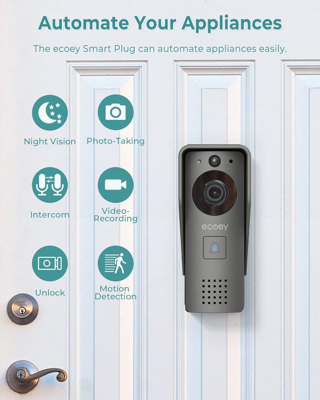 Video Doorbell Camera with Two-Way Audio, 1080P HD, PIR Motion Detection, Solar Energy M1247
