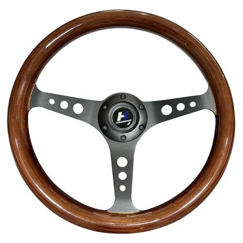 14" Wood Grain Steering Wheel with Horn Button 6 bolts V358751