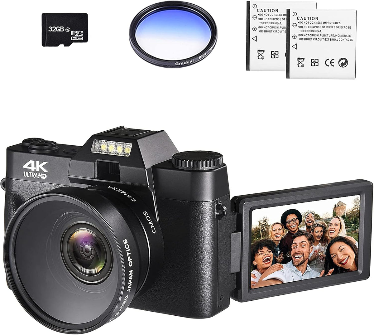 4K Digital Vlogging Camera with WiFi, 48MP, 3.0" IPS Flip Screen, 16X Digital Zoom K258968