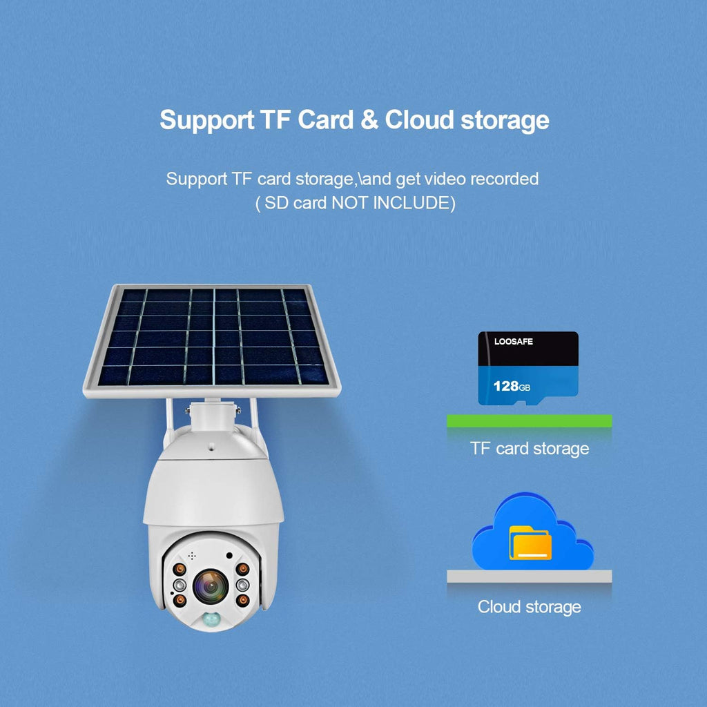 Wireless Solar Powered PTZ Security Camera with Rechargeable Battery Q5029
