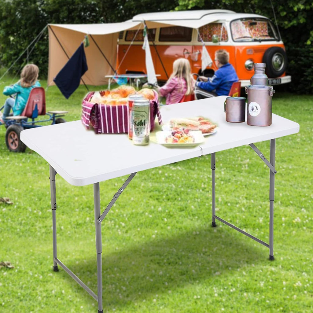 Folding Utility Table, 4ft Portable Plastic Picnic Party Dining Camp Table H803858